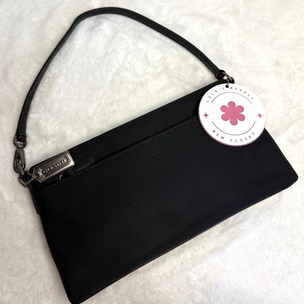 Vintage COACH y2k Mercer Demi Pochette Black Canvas Twill